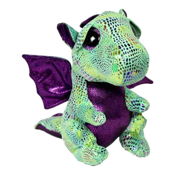 TY‎ Beanie Boo Glittered Cinder the Green Dragon Plush Stuffed Animal Toy 9" - Picture 1 of 5